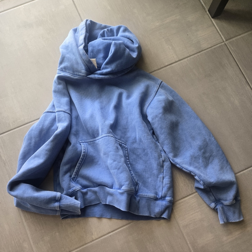 Aritzia Tna Cozy Sweatfleece Perfect Hoodie Washed Blue Color Medium